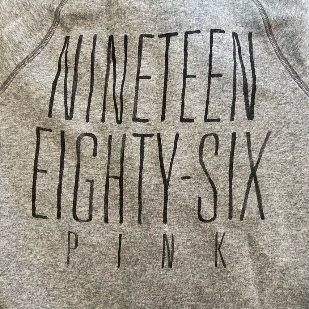 PINK gray zip up hoodie sweatshirt - Picture 5 of 8